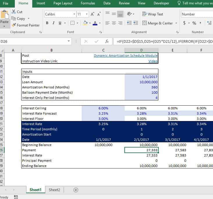 dynamic amortization schedule adventures