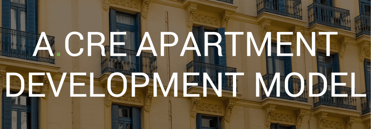 a.cre apartment development model text over windows on an apartment building