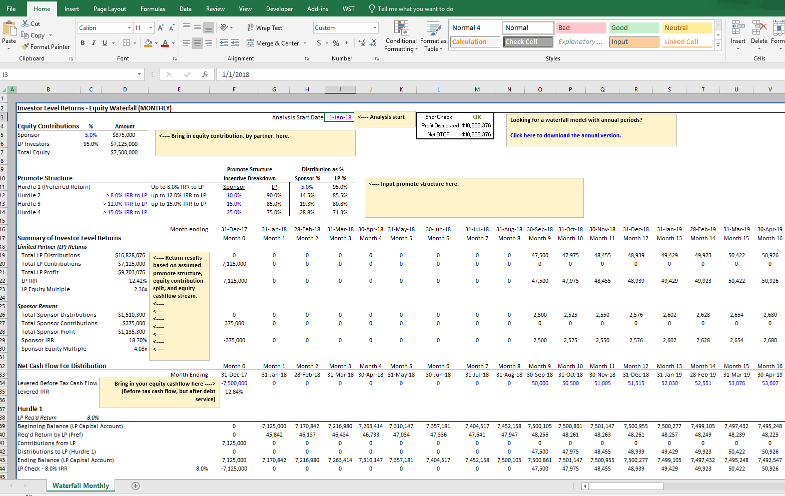 Waterfall Model For Real Estate Joint Ventures with Catch Up