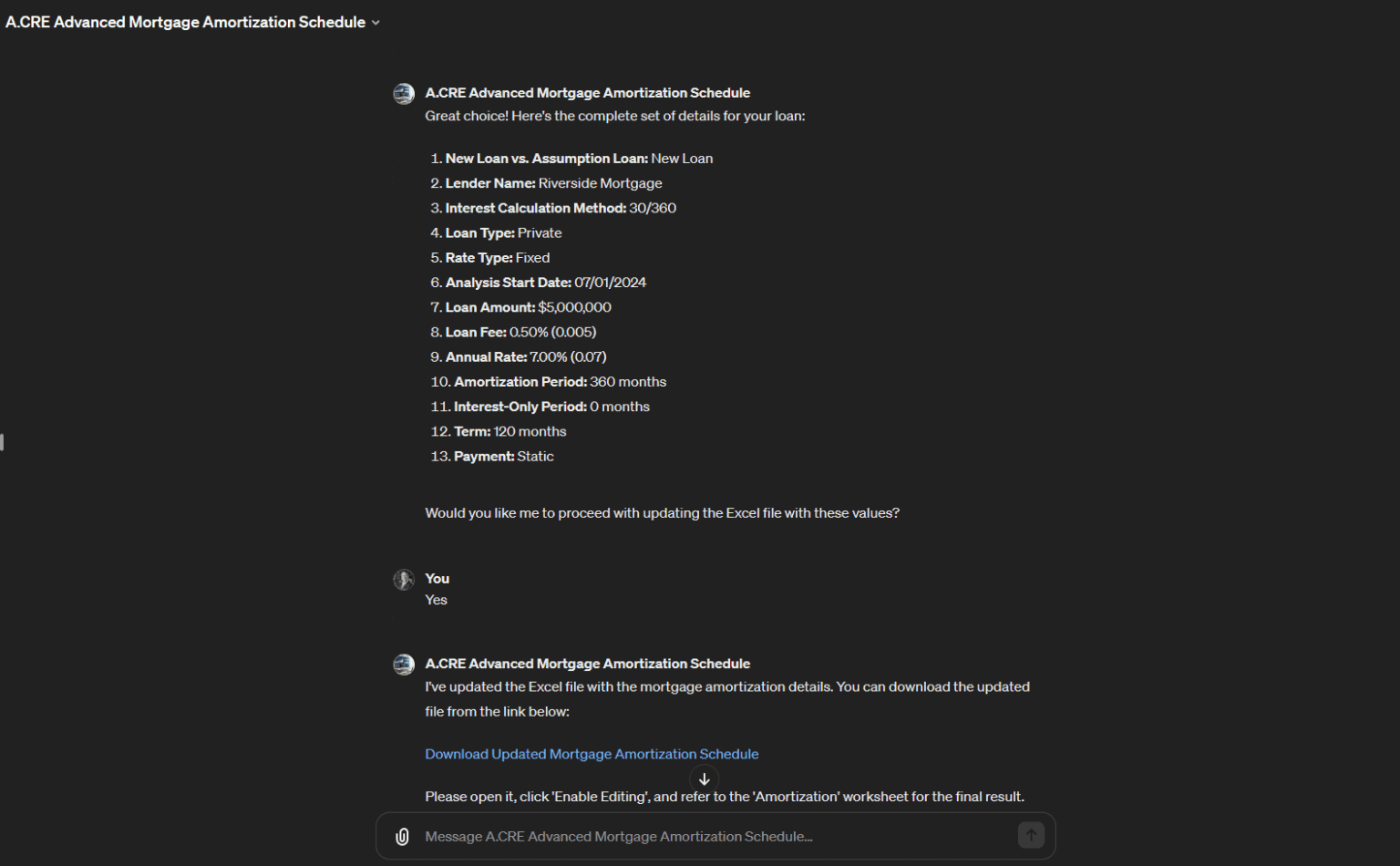 Advanced Mortgage Amortization Schedule Custom GPT by A.CRE Copy