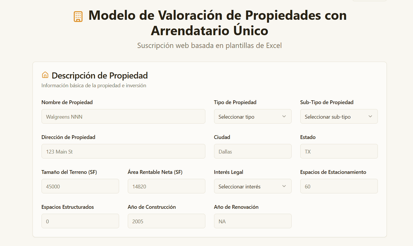 valoración de propiedades STNL